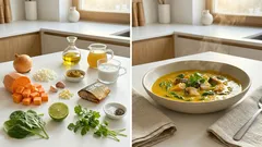 Kremowa zupa z wędzoną makrelą i batatem – curry, kokos i limonka w jednym garnku