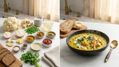 Kremowy dahl z kalafiora i grochu z tofu – rozgrzewający obiad z jednego garnka