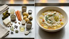 Wegańska zupa ogórkowa z tofu i zieloną soczewicą – kwaśna, kremowa i sycąca