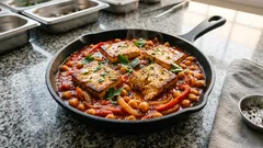 Wegańska szakszuka z tofu i ciecierzycą – sycące śniadanie z jednej patelni