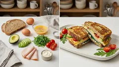 Omleto-kanapka z awokado i wędliną – chrupiące śniadanie z patelni w 15 minut