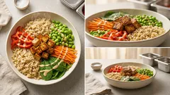 Wegańska miska mocy z tofu i komosą – szybki bowl z sosem tahini