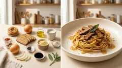 Makaron w kremowym sosie cebulowym jak zupa cebulowa – roślinny obiad w 30 minut