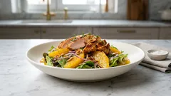 Sałatka z kurczakiem i pomarańczą – szybki lunch z chrupiącymi migdałami