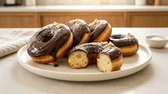 Pieczone donuty z czekoladą – puszyste, lżejsze i z chrupiącymi nerkowcami