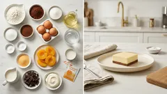 Ciasto Bonifacy: wilgotny kakaowy blat, brzoskwinie w galaretce i krem czekoladowy