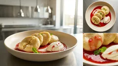 Kluski na parze z sosem truskawkowym i skyrem – słodki obiad, który zawsze wychodzi