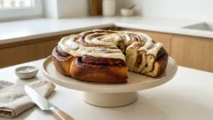 Wielka cynamonka „ślimak” – puszyste ciasto drożdżowe z kremem mascarpone i cytryną