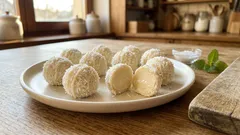 Kokosanki „pijane” bez pieczenia – miękkie kulki z białą czekoladą