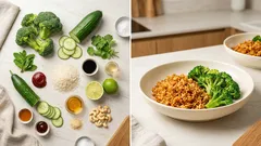 Sałatka z chrupiącym ryżem i brokułem – gochujang, limonka i słodko-kwaśny dressing